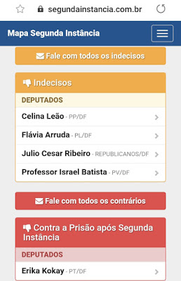 SAIBA QUAIS SÃO OS DEPUTADOS DO DF QUE ESTÃO INDECISOS QUANTO À PRISÃO EM SEGUNDA INSTÂNCIA-DFMOBILIDADE FOTO:DFMOBILIDADE