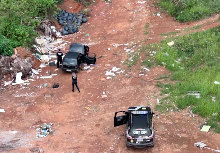 Helicóptero do Detran localiza veículo em área de mata