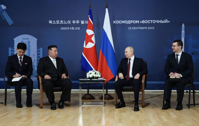 O líder norte-coreano Kim Jong Un e o presidente russo Vladimir Putin - Foto: reprodução da Ag. Tass