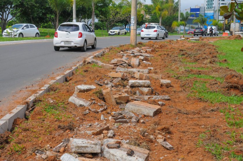 Os trabalhos também abrangem plantio de grama e a colocação de meios-fios | Fotos: Paulo H Carvalho/Agência Brasília