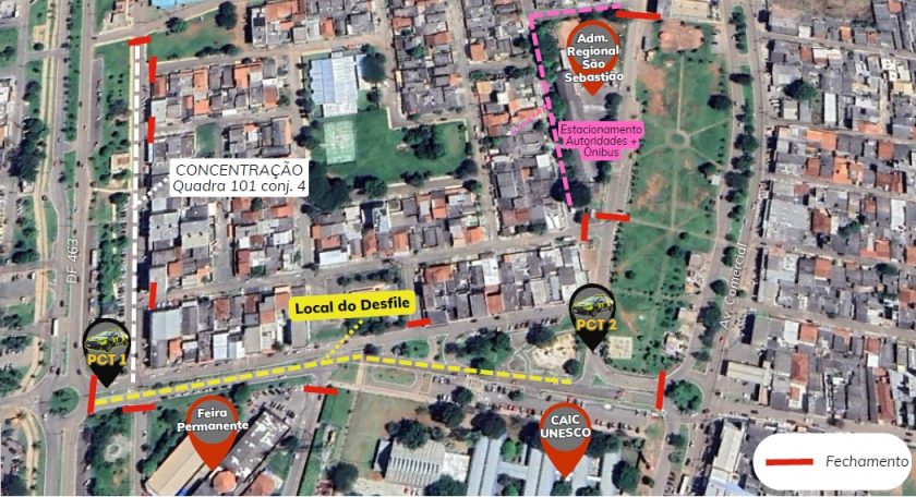 26.6. Intervenções no trânsito em São Sebastião. Detran-DF Mapa - Desfile São Sebastião 2025 primeira foto (1)