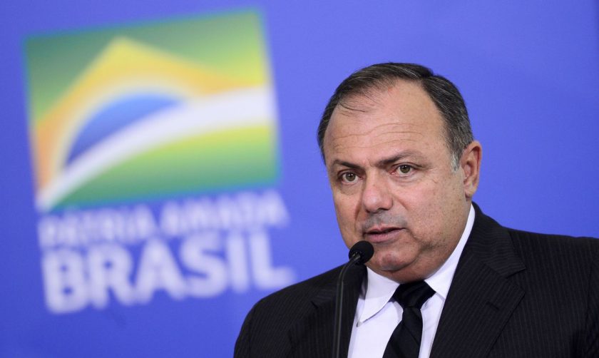 O ministro da Saúde, Eduardo Pazuello, durante sua cerimônia de posse no Palácio do Planalto.