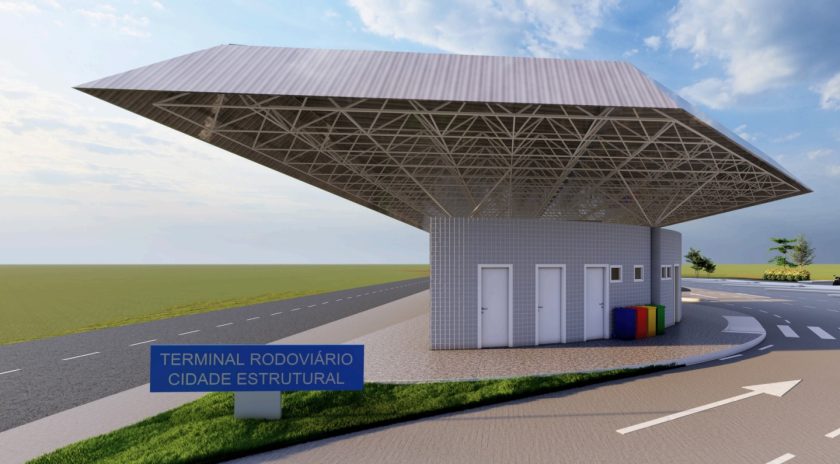 A plataforma para receber os passageiros vai ter 838 metros quadrados, com nove baias que servirão para embarque e desembarque | Imagem: Divulgação/Semob-DF