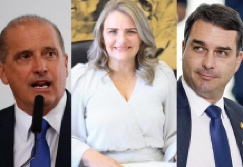 Onix Lorenzoni, Graciela Nienov e Flávio Bolsonaro - Foto- Divulgação: reprodução