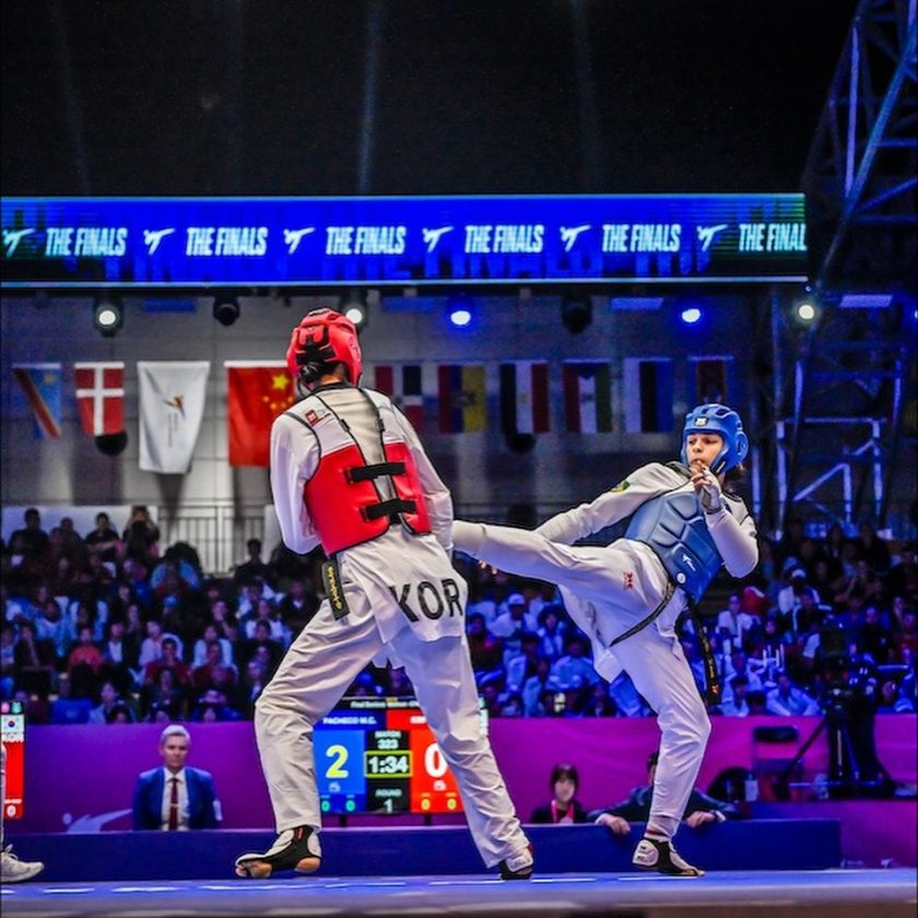 Maria Clara em ação! Momentos da conquista do ouro no Mundial de taekwondo Foto: Instagram/@cbtkd.oficial
