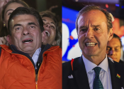 Rodrigo Paz (esq.) e Jorge Quiroga (dir.) disputarão segundo turno