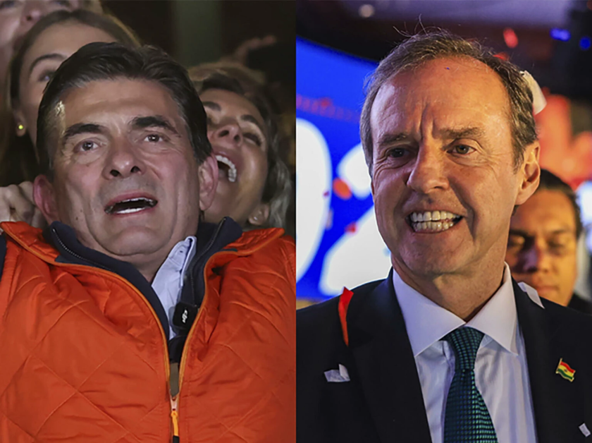 Rodrigo Paz (esq.) e Jorge Quiroga (dir.) disputarão segundo turno