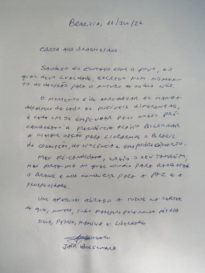 Carta reproduzida do Instagram